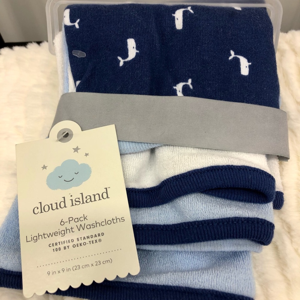 Baby Cloud Island 6 Pack Washcloths Set New